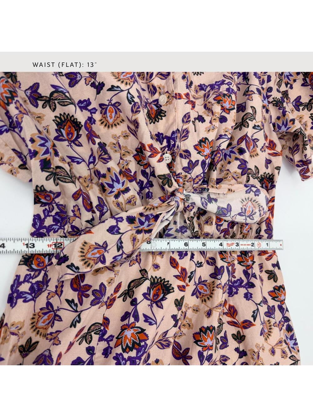 Thakoon Floral Tie Front Midi Dress Cotton Silk Peach S - Picture 6 of 9